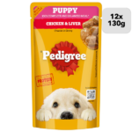 Pedigree Chicken and Liver Chunks in Gravy Pouch Puppy Dog Wet Food (130g) - Image 2