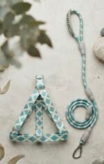 DIAMOND LUXE HARNESS & LEASH SET (GREEN DK-22)