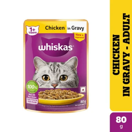 Whiskas Adult Chicken In Gravy Wet Cat Food - 80g